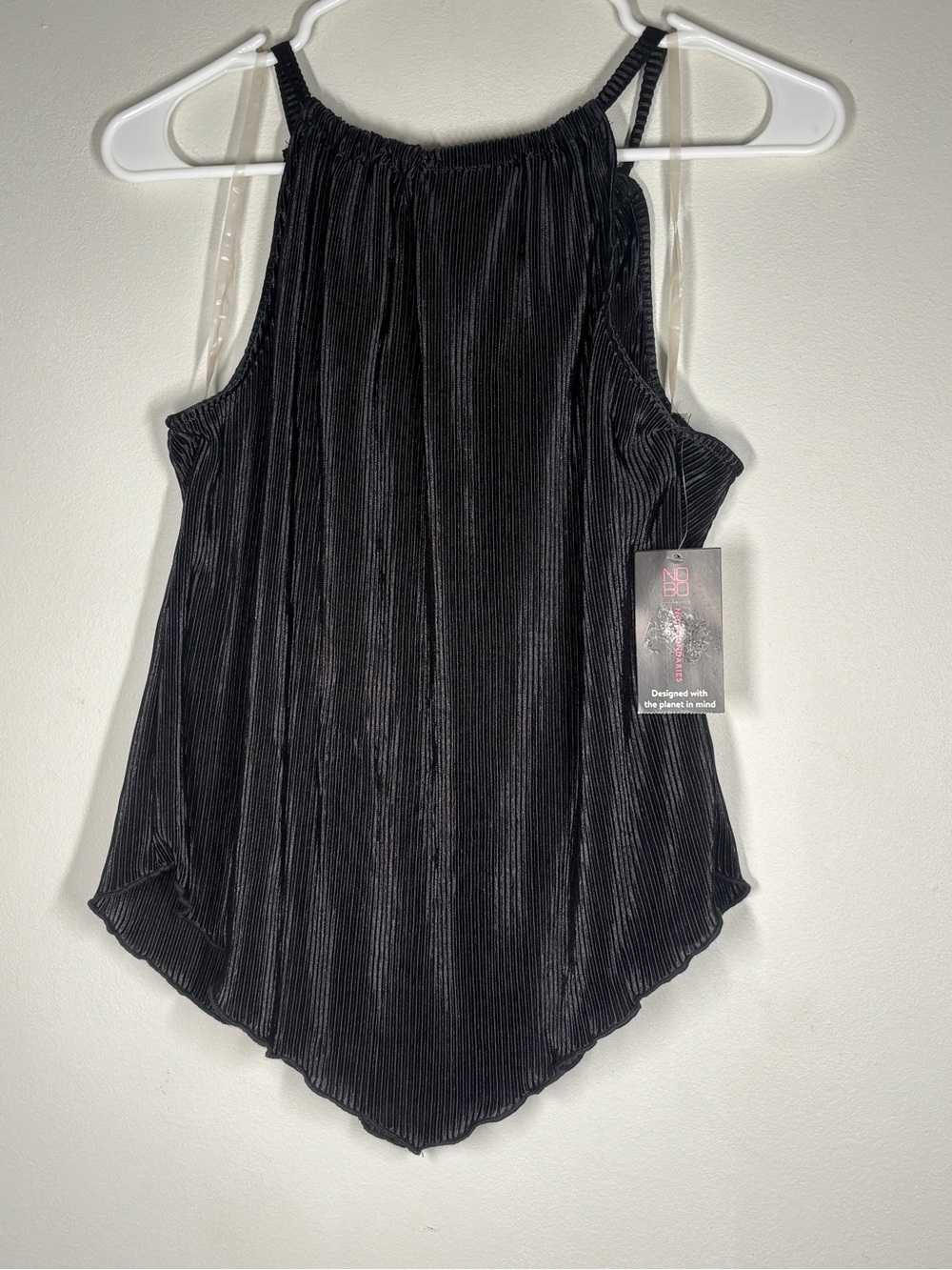 No Boundaries Black Velvet Pleated Halter Cami